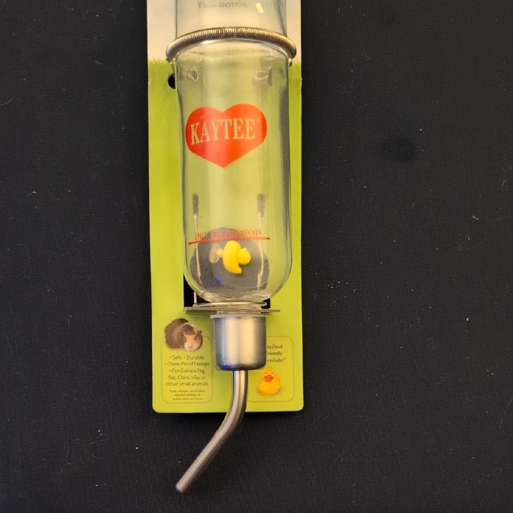 Kaytee Clear Water Bottle with Red Heart and Yellow Duck